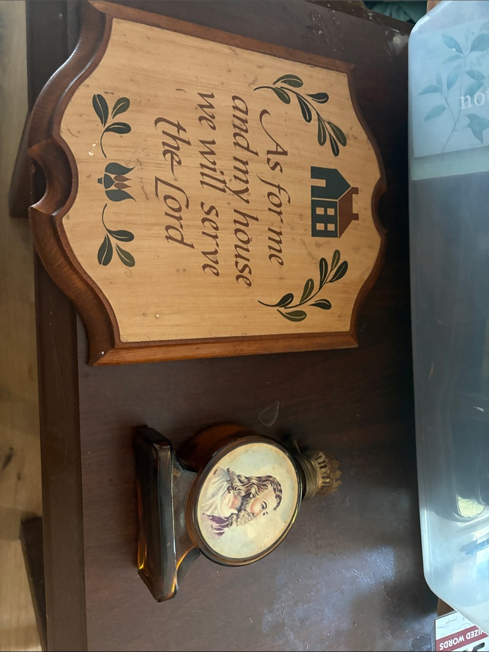 Religious Wooden Wall Plaque in Brown and Natural Wood Tones